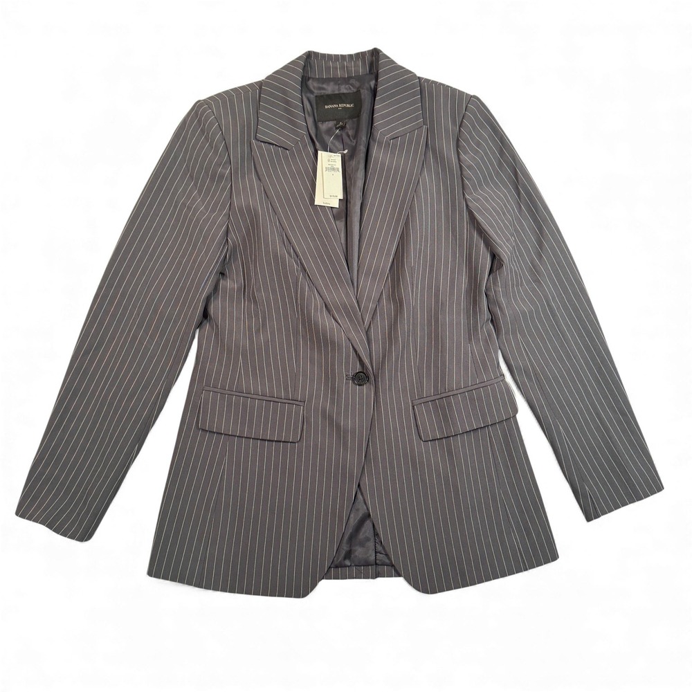 Banana Republic Gray Pinstripe Blazer Suit Jacket‎ Womens Sz 4 NWT